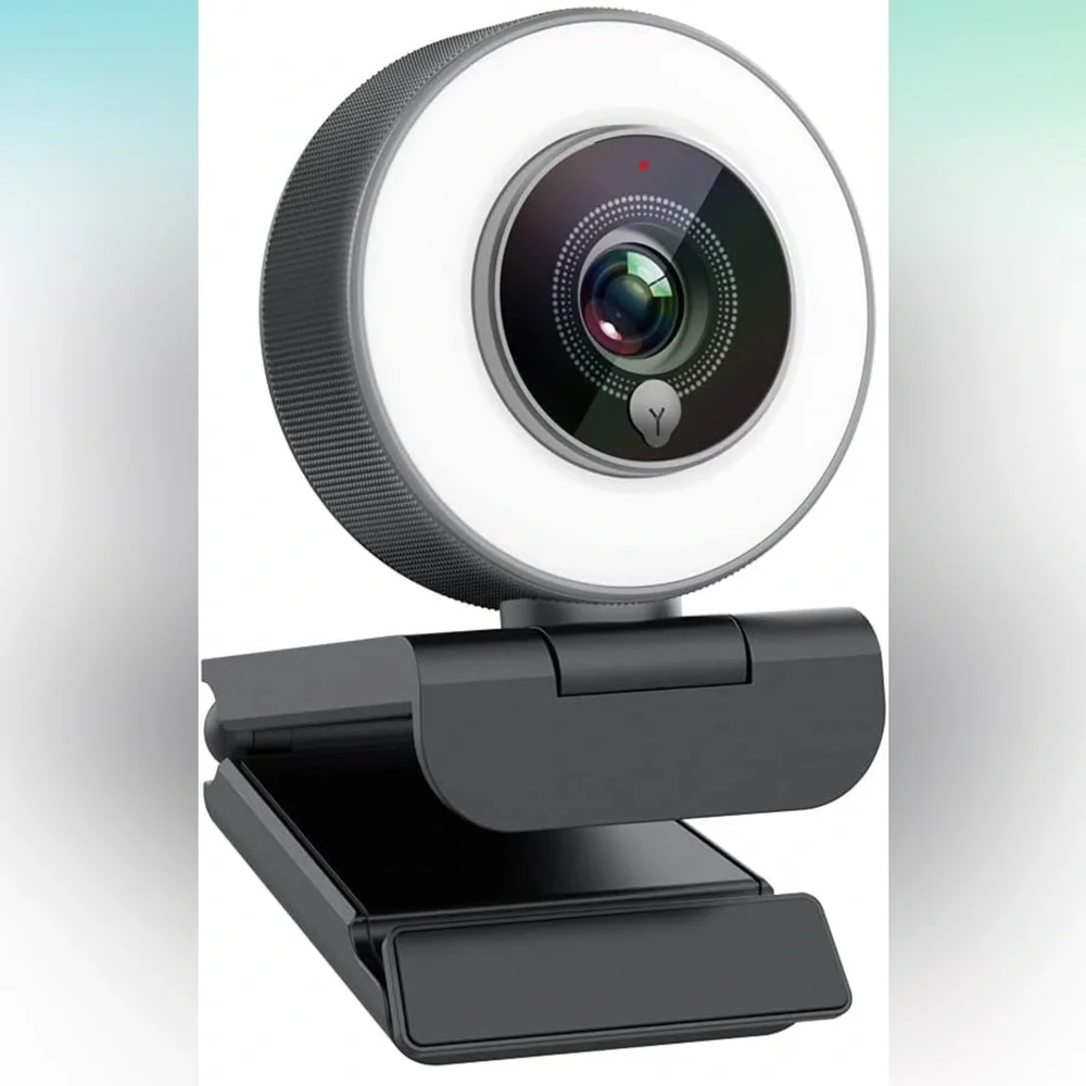 Angetube Streaming 1080P HD Webcam Built in Adjustable Ring Light and Mic.